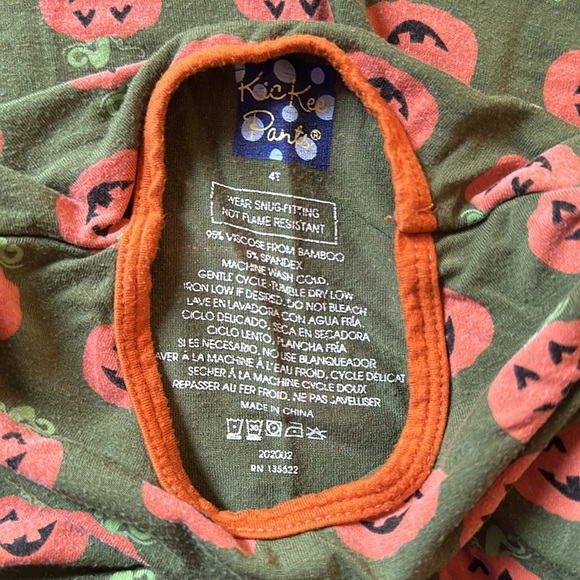 Kickee pants size 4t pumpkin 🎃 pjs 2 piece long sleeve top and pants - Picture 3 of 5